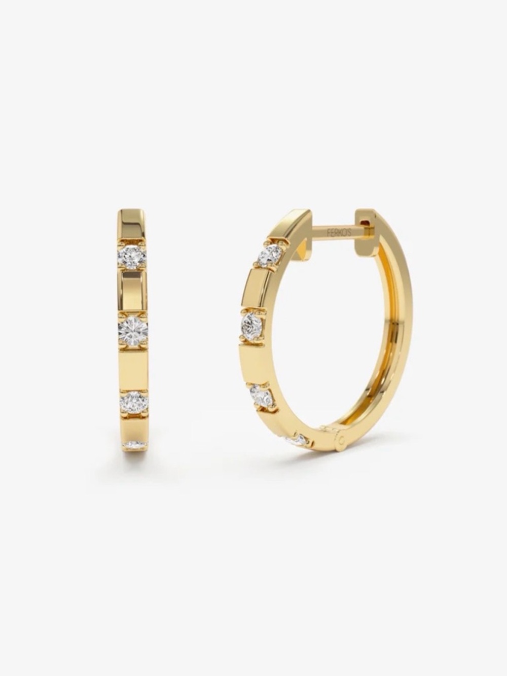 Ferko’s 14k Dainty Diamond Hoop Earrings - Gold